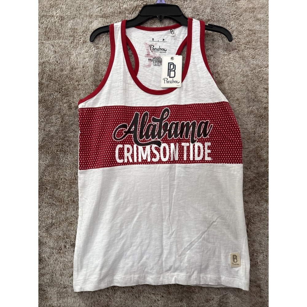 Pressbox White/Alabama Crimson Tide  Racerback Tank Small NWT